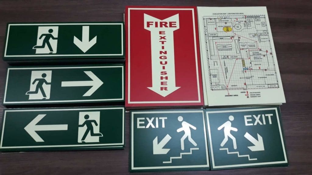 photoluminescent safety signs